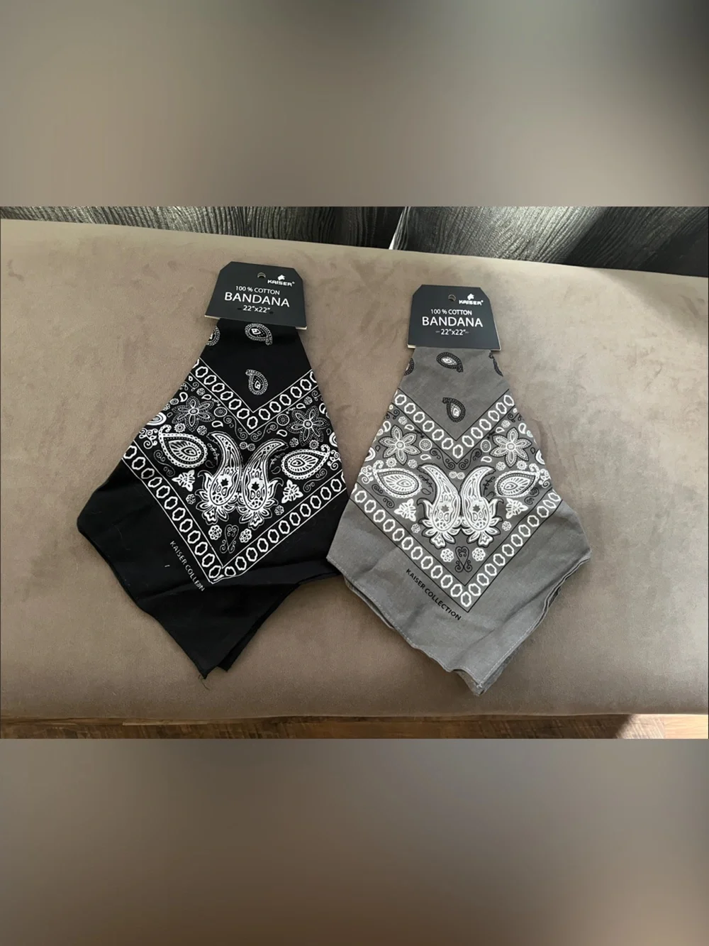 Women’s Bandana-Print Scarf Wraps in Black & Gray by Kaiser